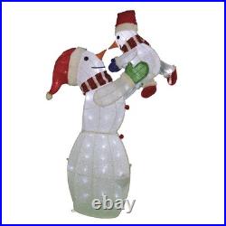 4'4 LED Lighted Christmas Snowman Mom Lifting Kid Outdoor Yard Holiday Decor
