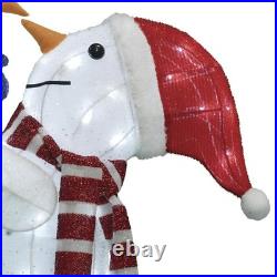 4'4 LED Lighted Christmas Snowman Mom Lifting Kid Outdoor Yard Holiday Decor