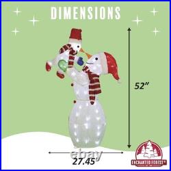 4'4 LED Lighted Christmas Snowman Mom Lifting Kid Outdoor Yard Holiday Decor