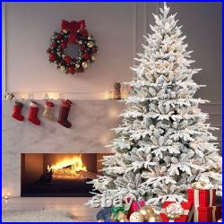 4/5/6/6.5/7.5Ft Prelit Flocked Artificial Christmas Tree White Snow Frosted Fir 4/5/6/6.5/7.5Ft Prelit Flocked Artificial Christmas Tree White Snow Frosted Fir