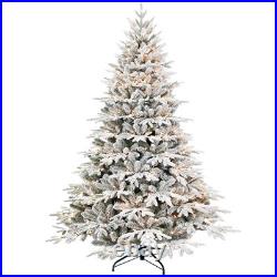 4/5/6/6.5/7.5Ft Prelit Flocked Artificial Christmas Tree White Snow Frosted Fir 4/5/6/6.5/7.5Ft Prelit Flocked Artificial Christmas Tree White Snow Frosted Fir