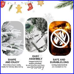 4/5/6/6.5/7.5Ft Prelit Flocked Artificial Christmas Tree White Snow Frosted Fir 4/5/6/6.5/7.5Ft Prelit Flocked Artificial Christmas Tree White Snow Frosted Fir