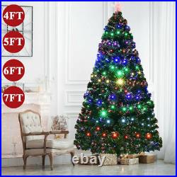 4/5/6/7FT Artificial Holiday Christmas Tree with LED Lights/Pre-Lit Xmas Decor