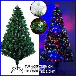 4/5/6/7FT Pre-Lit Christmas Tree Fiber Optic With Multicolor LED Lights Holiday