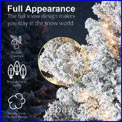 4/5/6/7FT Prelit Snow Flocked Artificial White Christmas tree with lights NEW