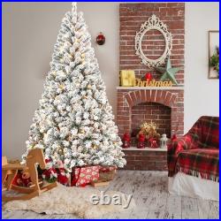 4/5/6/7FT Prelit Snow Flocked Artificial White Christmas tree with lights NEW