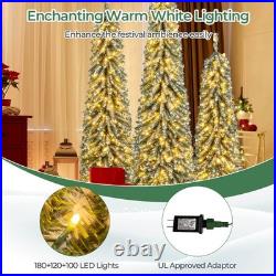 4' 5' 6' Artificial Christmas Tree Set of 3 with Realistic Accumulated Snow