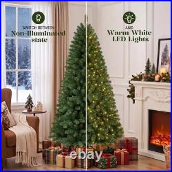 4.5-7.5FT PET Artificial Pre-Lit Christmas Tree Warm White LED Xmas Home Decor