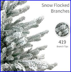 4.5ft Pre-Lit Potted Flocked Arctic Fir Christmas Tree with 70 Clear Lights