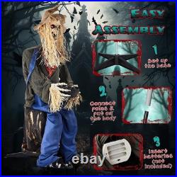 4.5ft Sitting Scarecrow Halloween Animatronic Decoration