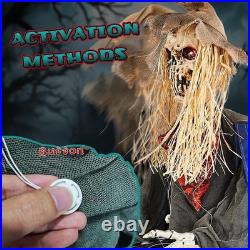 4.5ft Sitting Scarecrow Halloween Animatronic Decoration