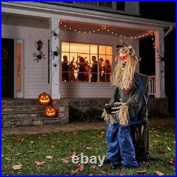 4.5ft Sitting Scarecrow Halloween Animatronic Decoration