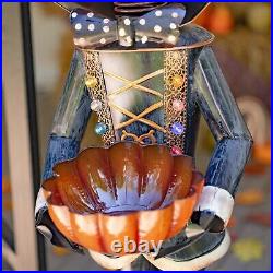 4.6Ft. Tall Metal Pumpkin Man Soldier Holding a Candy Bowl for Halloween