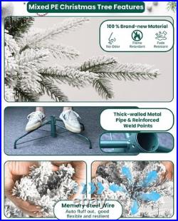 4-8FT Prelit Snow Flocked Artificial Christmas Tree&9 Light Mode Multi-Color 4-8FT Prelit Snow Flocked Artificial Christmas Tree&9 Light Mode Multi-Color