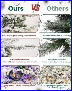 4-8FT Prelit Snow Flocked Artificial Christmas Tree&9 Light Mode Multi-Color 4-8FT Prelit Snow Flocked Artificial Christmas Tree&9 Light Mode Multi-Color