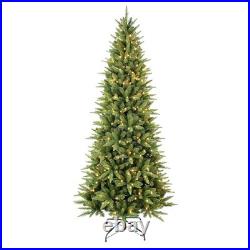 4-8ft Pre-Lit Artificial Christmas Tree Slim Pencil Realistic Xmas Tree For Home