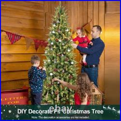 4-8ft Pre-Lit Artificial Christmas Tree Slim Pencil Realistic Xmas Tree For Home