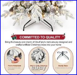 4-9Ft PreLit Snow Flocked Christmas Tree Artificial Skinny Pencil Fir Xmas Tree