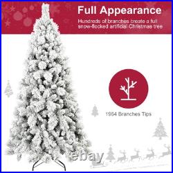 4-9 Ft Snow Flocked Artificial Christmas Tree Frosted Pine Tree Foldable Base