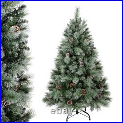 4-9 ft Green Artificial Christmas Tree Snow Frosted Xmas Tree with Pinecone-Unlit