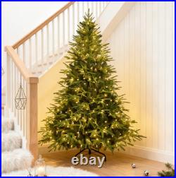 4-9 ft Pre-Lit Artificial Christmas Tree withLED Lights Spruce Tree Foldable Base