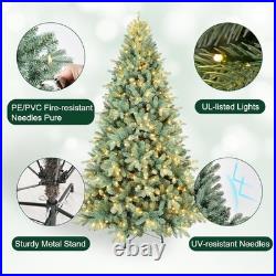 4-9 ft Prelit Artificial Christmas Tree Snow Tips Pinecone Xmas Tree with Lights