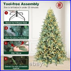 4-9 ft Prelit Artificial Christmas Tree Snow Tips Pinecone Xmas Tree with Lights