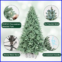 4-9ft Artificial Christmas Tree Blue Spruce Xmas tree & Foldable Base with Stand