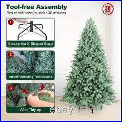 4-9ft Artificial Christmas Tree Blue Spruce Xmas tree & Foldable Base with Stand