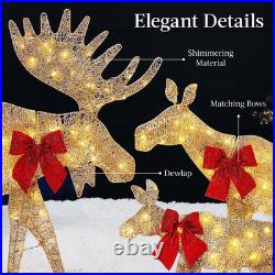 4 Ft. 3-Piece Lighted 2D Christmas Moose Outdoor Decoration with 195 LED Lights