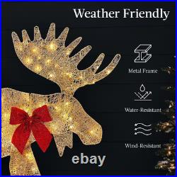4 Ft. 3-Piece Lighted 2D Christmas Moose Outdoor Decoration with 195 LED Lights