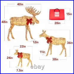 4 Ft. 3-Piece Lighted 2D Christmas Moose Outdoor Decoration with 195 LED Lights
