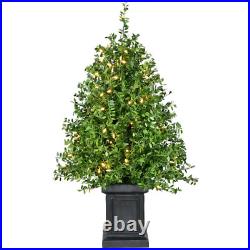 4-Ft Boxwood Artificial Christmas Tree with White LED Lights