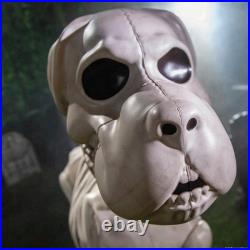 4 Ft. Standing Dog Skeleton Realistic Halloween Decoration with Metal Base