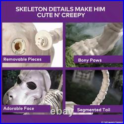 4 Ft. Standing Dog Skeleton Realistic Halloween Decoration with Metal Base