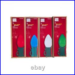 4-Pack 3 FT LED Jumbo Multicolor Bulb Battery Operated Holiday Yard Decor Props