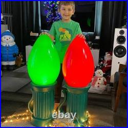 4-Pack 3 FT LED Jumbo Multicolor Bulb Battery Operated Holiday Yard Decor Props
