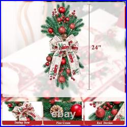 4 Pack Artificial Christmas Swag, Teardrop Decorative Swags Xmas 24 Swag 4pc