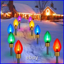 4 Pack Jumbo C9 Christmas Pathway Lights Outdoor Total 34FT 20 LED C9 Christma W