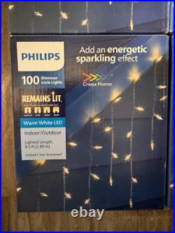 4 Philips 100 warm white Shimmer icicle lights LED energetic sparkling effect