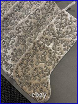 4 Tahari Luxury Beaded Champagne & Ivory Velvety Christmas Stockings New WithO Tag