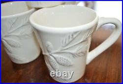 (4) Target BIRCHWOOD CHALET Holiday 2010 Embossed Pinecones Coffee Mugs Cups