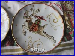 4 Williams Sonoma Twas The Night Before Christmas APPETIZER WREATH SNOWMAN PLATE