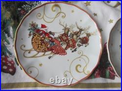 4 Williams Sonoma Twas The Night Before Christmas APPETIZER WREATH SNOWMAN PLATE