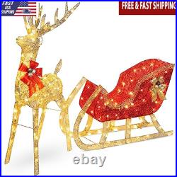 4ft Christmas Lighted Reindeer & Sleigh Outdoor Yard Decor Set with 205 LED Lights 4ft Christmas Lighted Reindeer & Sleigh Outdoor Yard Decor Set with 205 LED Lights