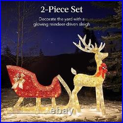 4ft Christmas Lighted Reindeer & Sleigh Outdoor Yard Decor Set with 205 LED Lights 4ft Christmas Lighted Reindeer & Sleigh Outdoor Yard Decor Set with 205 LED Lights