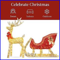 4ft Christmas Lighted Reindeer & Sleigh Outdoor Yard Decor Set with 205 LED Lights 4ft Christmas Lighted Reindeer & Sleigh Outdoor Yard Decor Set with 205 LED Lights