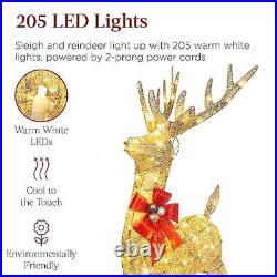 4ft Christmas Lighted Reindeer & Sleigh Outdoor Yard Decor Set with 205 LED Lights 4ft Christmas Lighted Reindeer & Sleigh Outdoor Yard Decor Set with 205 LED Lights
