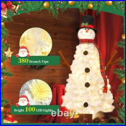 4ft Christmas Tree with 100 Lights-Snowman Shape-Artificial Tree Christmas Decor