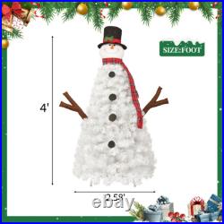 4ft Christmas Tree with 100 Lights-Snowman Shape-Artificial Tree Christmas Decor